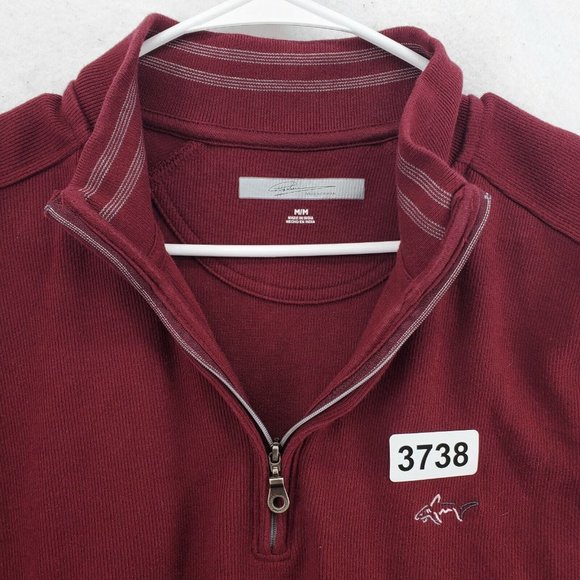 Greg Norman Sweater Men's Long Sleeve 1/4 Zip Pullover Shark Red Medium - Picture 7 of 12